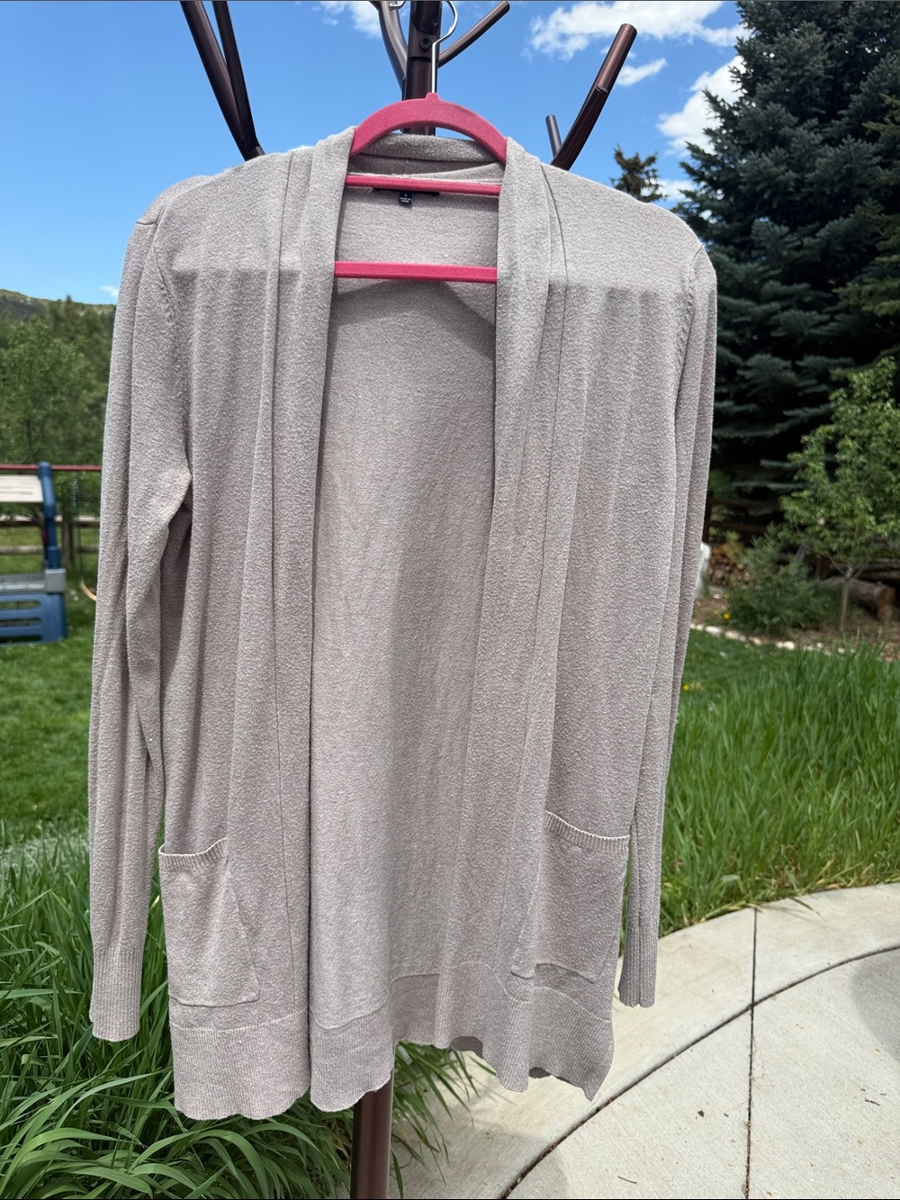 Pink Clover Cream Cardigan Sweater Soft Knit Open Front